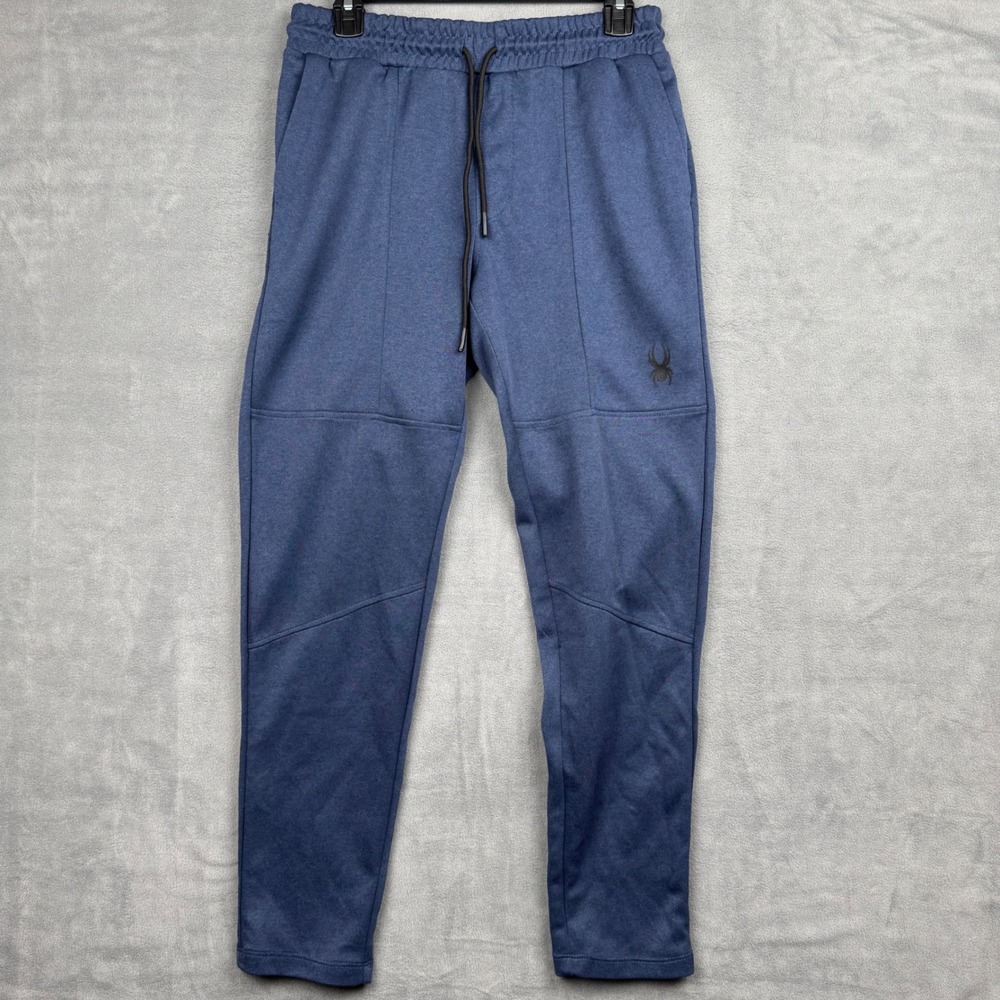 Spyder Active Womens Blue Fleece Jogger Pants Drawstring Logo Size S P‎